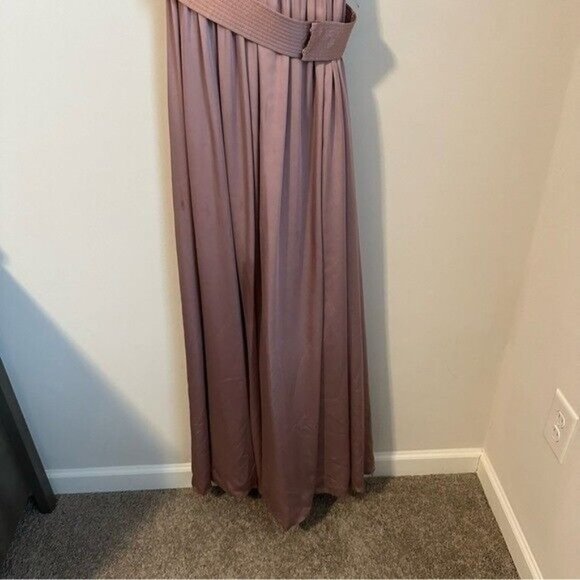 Vera Wang White Quartz V Neck Halter Gown with Sash VW360214 Size 16 - Picture 5 of 16